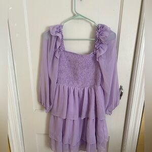 Pastel Purple Smocked Mini Dress